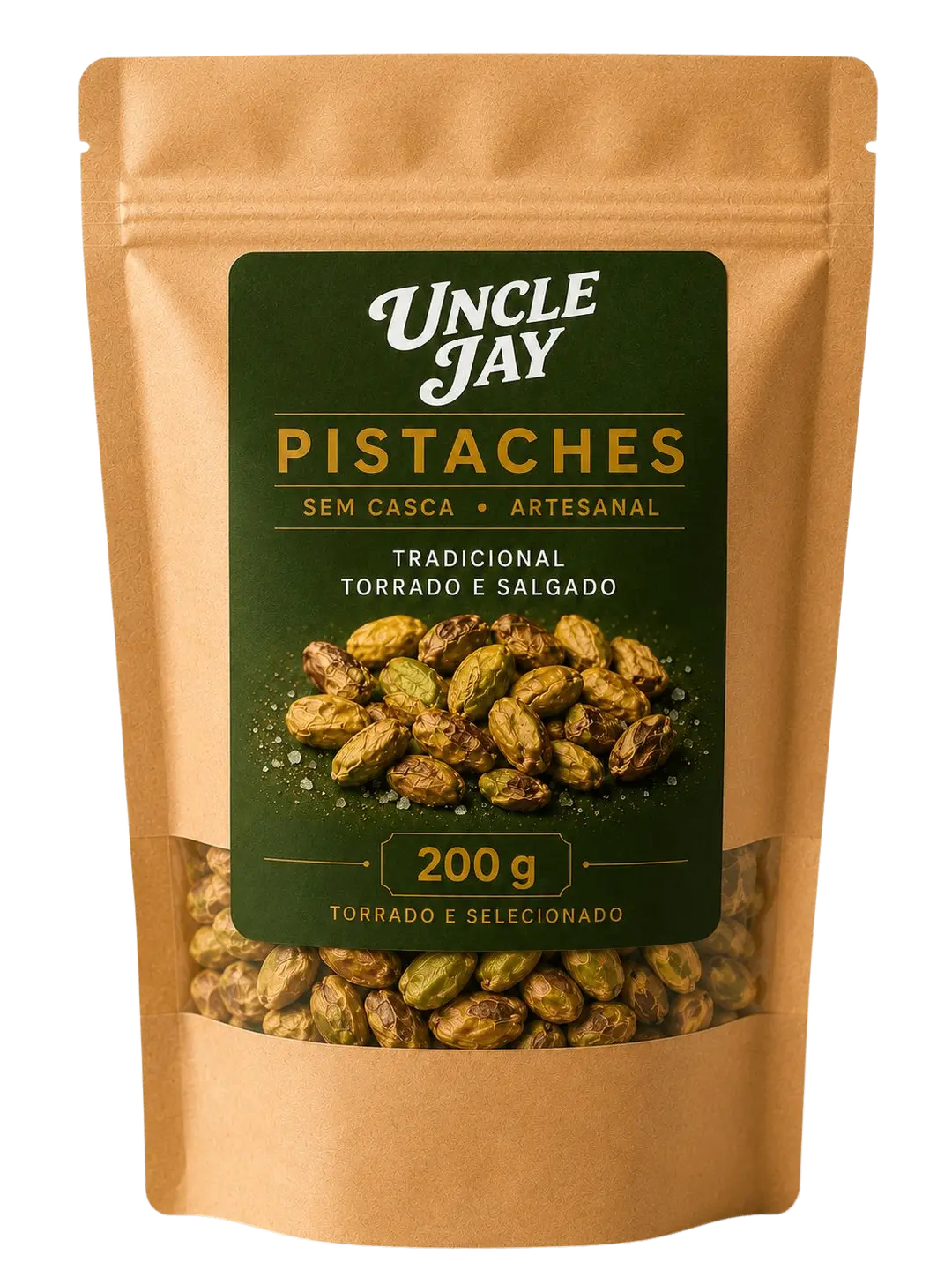 Pistache Uncle Jay Sem Casca — Torrado com Flor de Sal · 100% Pistache · 200g