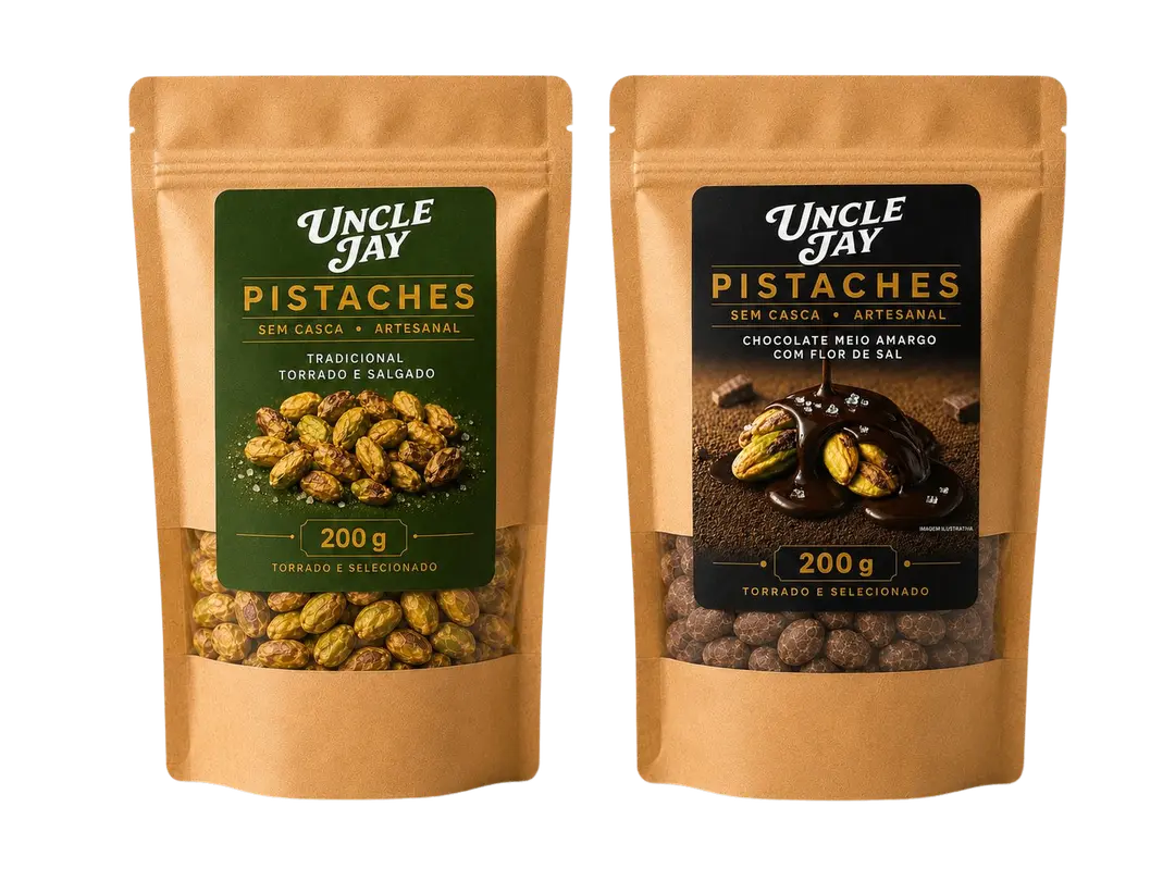 Combo Uncle Jay Pistaches SEM CASCA ( Tradicional e Chocolate )